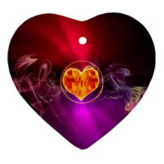 Flame Heart Smoke Love Fire Ornament (heart) by HermanTelo