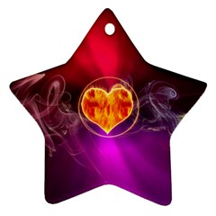 Flame Heart Smoke Love Fire Ornament (star) by HermanTelo