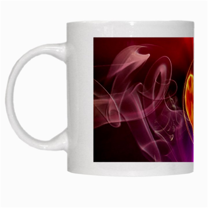 Flame Heart Smoke Love Fire White Mugs