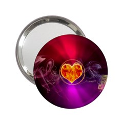 Flame Heart Smoke Love Fire 2 25  Handbag Mirrors by HermanTelo