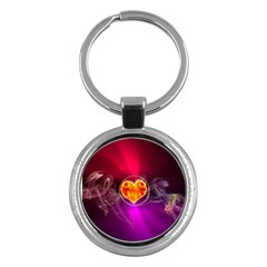 Flame Heart Smoke Love Fire Key Chains (round)  by HermanTelo