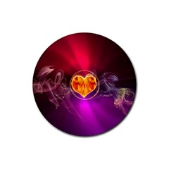 Flame Heart Smoke Love Fire Rubber Round Coaster (4 Pack)  by HermanTelo