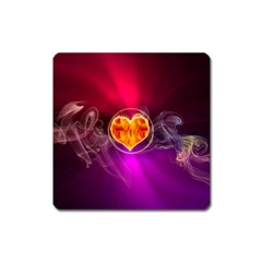 Flame Heart Smoke Love Fire Square Magnet by HermanTelo