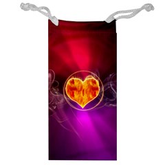 Flame Heart Smoke Love Fire Jewelry Bag by HermanTelo