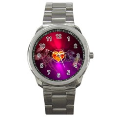 Flame Heart Smoke Love Fire Sport Metal Watch