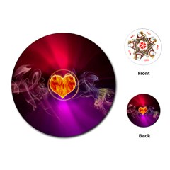 Flame Heart Smoke Love Fire Playing Cards (round)