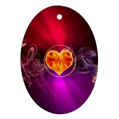 Flame Heart Smoke Love Fire Oval Ornament (two Sides) by HermanTelo