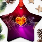 Flame Heart Smoke Love Fire Star Ornament (Two Sides) Front