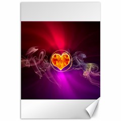 Flame Heart Smoke Love Fire Canvas 12  X 18 