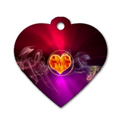 Flame Heart Smoke Love Fire Dog Tag Heart (two Sides) by HermanTelo