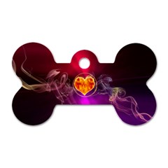 Flame Heart Smoke Love Fire Dog Tag Bone (one Side)