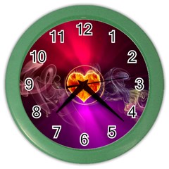 Flame Heart Smoke Love Fire Color Wall Clock by HermanTelo