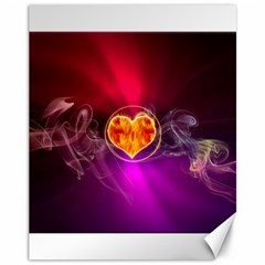 Flame Heart Smoke Love Fire Canvas 11  X 14  by HermanTelo