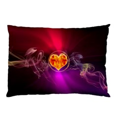 Flame Heart Smoke Love Fire Pillow Case by HermanTelo