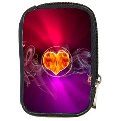 Flame Heart Smoke Love Fire Compact Camera Leather Case by HermanTelo