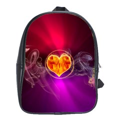 Flame Heart Smoke Love Fire School Bag (large) by HermanTelo