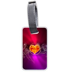 Flame Heart Smoke Love Fire Luggage Tags (one Side)  by HermanTelo