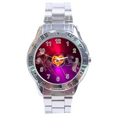 Flame Heart Smoke Love Fire Stainless Steel Analogue Watch