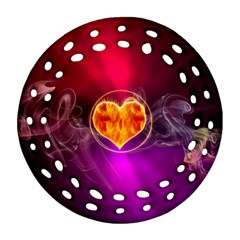 Flame Heart Smoke Love Fire Ornament (round Filigree) by HermanTelo