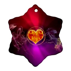 Flame Heart Smoke Love Fire Ornament (snowflake) by HermanTelo