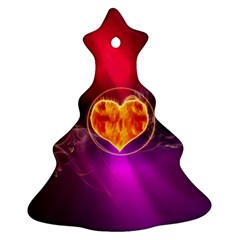 Flame Heart Smoke Love Fire Ornament (christmas Tree)  by HermanTelo