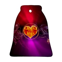 Flame Heart Smoke Love Fire Ornament (bell) by HermanTelo