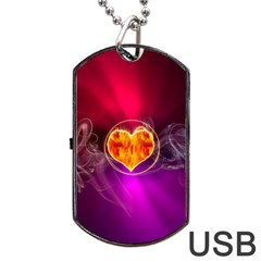 Flame Heart Smoke Love Fire Dog Tag Usb Flash (one Side) by HermanTelo