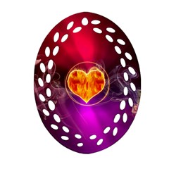 Flame Heart Smoke Love Fire Ornament (oval Filigree) by HermanTelo