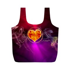 Flame Heart Smoke Love Fire Full Print Recycle Bag (m) by HermanTelo