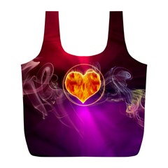 Flame Heart Smoke Love Fire Full Print Recycle Bag (l)