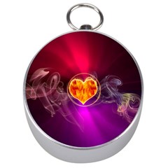 Flame Heart Smoke Love Fire Silver Compasses