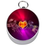 Flame Heart Smoke Love Fire Silver Compasses Front