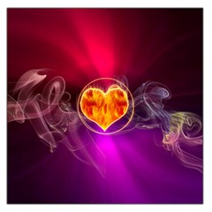 Flame Heart Smoke Love Fire Large Satin Scarf (square) by HermanTelo