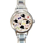 Moustache Hat Bowler Round Italian Charm Watch Front