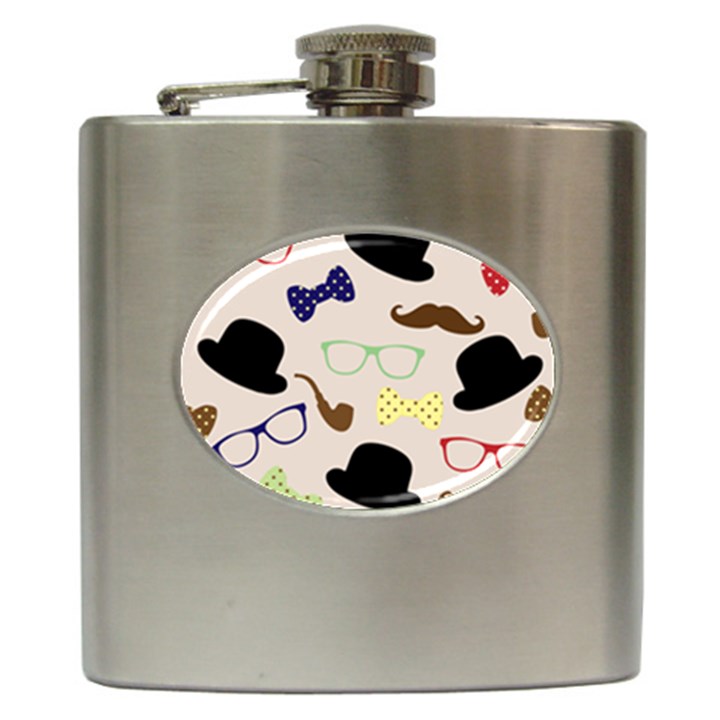 Moustache Hat Bowler Hip Flask (6 oz)