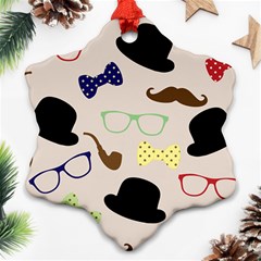 Moustache Hat Bowler Snowflake Ornament (two Sides)