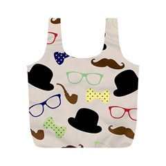 Moustache Hat Bowler Full Print Recycle Bag (m) by HermanTelo