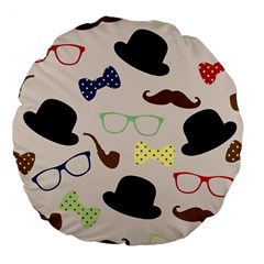 Moustache Hat Bowler Large 18  Premium Flano Round Cushions