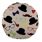 Moustache Hat Bowler Large 18  Premium Flano Round Cushions Front