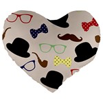 Moustache Hat Bowler Large 19  Premium Flano Heart Shape Cushions Front