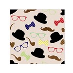 Moustache Hat Bowler Small Satin Scarf (Square) Front