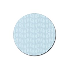 Footprints Pattern Paper Scrapbooking Blue Rubber Coaster (round)  by HermanTelo