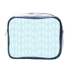 Footprints Pattern Paper Scrapbooking Blue Mini Toiletries Bag (one Side)