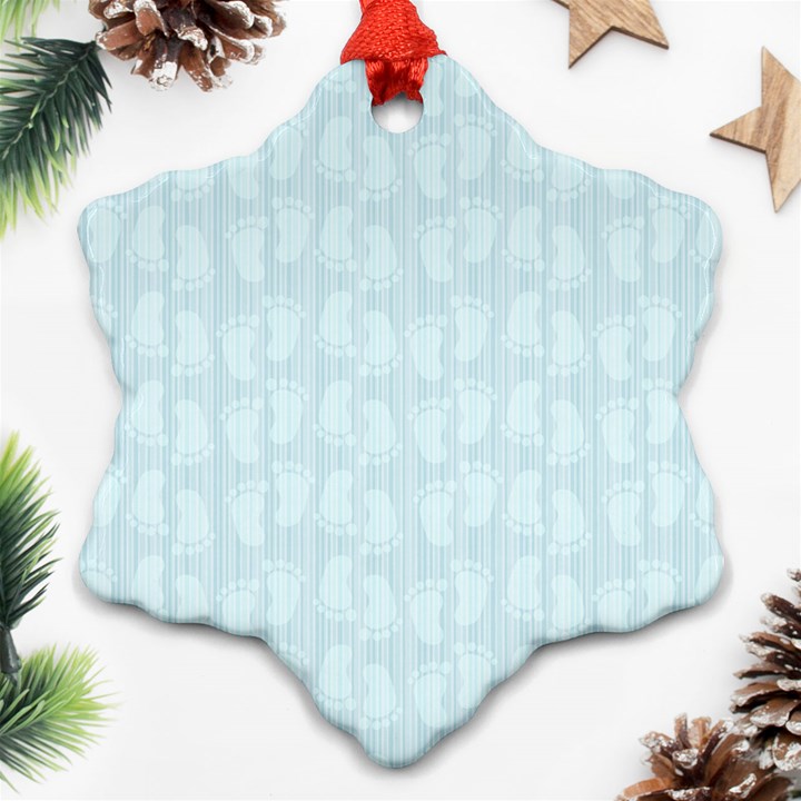 Footprints Pattern Paper Scrapbooking Blue Ornament (Snowflake)