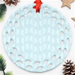 Footprints Pattern Paper Scrapbooking Blue Round Filigree Ornament (Two Sides) Back