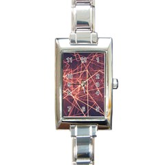 Light Fiber Black Fractal Art Rectangle Italian Charm Watch by HermanTelo