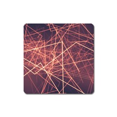 Light Fiber Black Fractal Art Square Magnet by HermanTelo