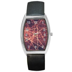 Light Fiber Black Fractal Art Barrel Style Metal Watch