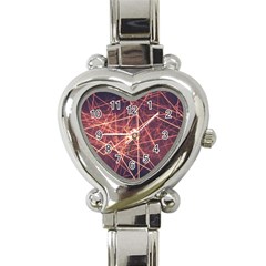 Light Fiber Black Fractal Art Heart Italian Charm Watch by HermanTelo