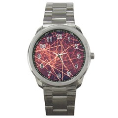 Light Fiber Black Fractal Art Sport Metal Watch